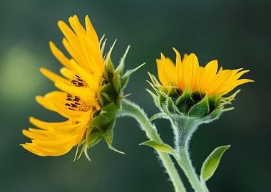 Two Sunflowers in Bloom