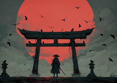 Samurai Torii Gate Birds