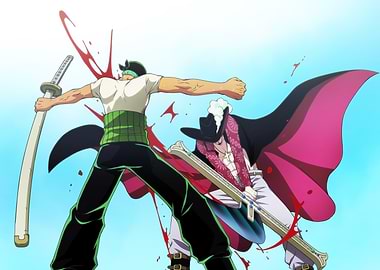 Iconic Moments Brushed Zoro vs Dracule Mihawk