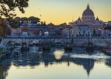 Rome cityscape with St. Peter's Basilica