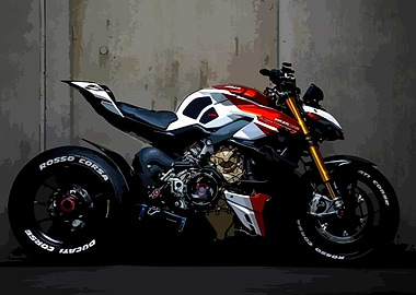 Ducati Streetfighter Rosso Corsa Illustration