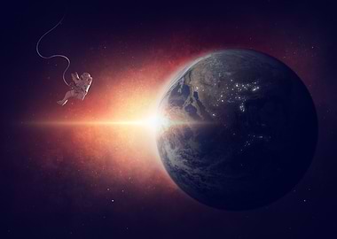 Astronaut and Earth in Space