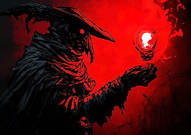 Dark Figure with Glowing Orb