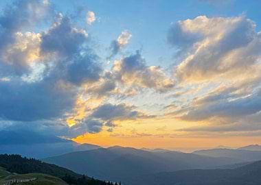Mountain Sunset and Clouds