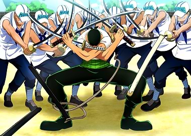 Iconic Moments Brushed Zoro vs Marine Swordsmen
