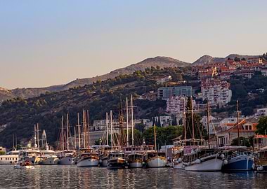 Dubrovnik Harbor with Boats and Cityscape