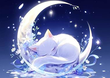 Sleeping Cat on the Moon