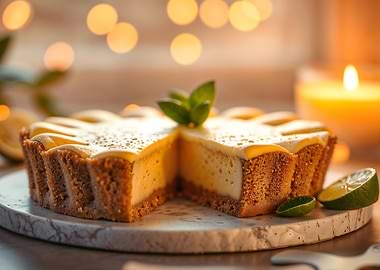 Lemon Tart with Mint and Candle