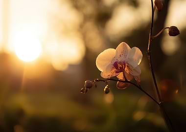 Orchid flower at sunset