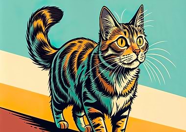 Stylized Tabby Cat Illustration
