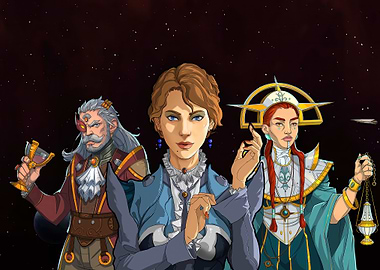 Three characters in space