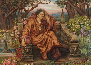 Melancholy Man in Garden Painting