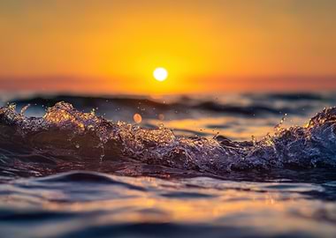 Ocean Wave at Sunset