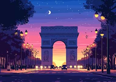 Arc de Triomphe at Dusk
