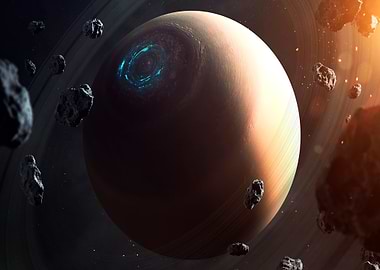 Ringed Planet with Blue Energy Anomaly