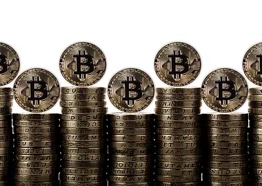 Stacks of Bitcoin Cryptocurrency Coins