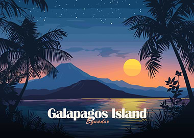 Galapagos Island, Ecuador at Sunset
