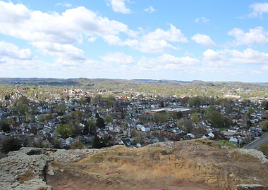 Cityscape view from a rocky overlook