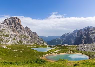 Mountain Landscape with Lakes near Tre Cime di Lavaredo