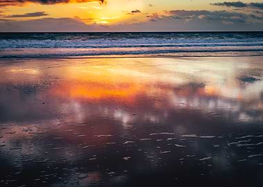 Sunset Reflection on Beach - Andalusia