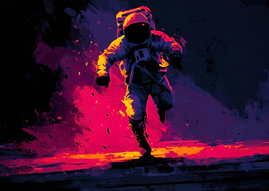 Running Astronaut in Space Suit
