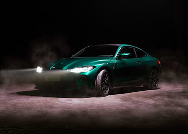 Green BMW M4 Coupe in Darkness