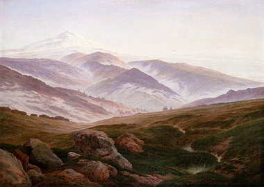 Misty Mountain Landscape Painting, david friedrich art