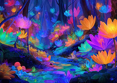 Luminous Floral Fantasy Landscape