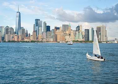 New York City Skyline with Sailboat