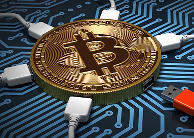 Bitcoin connected to USB cables