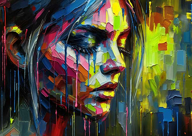 Colorful Portrait Painting of a Woman in Sunlight