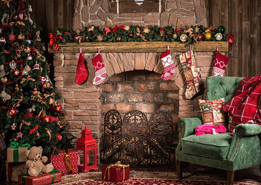 Cozy Christmas Fireplace Scene