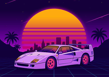 Retro Ferrari F40 Synthwave