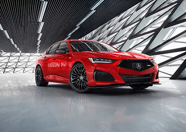 Red Acura TLX in Modern Setting