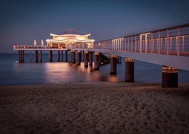 Illuminated Teahouse Pier at Night