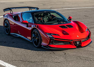 Red Ferrari on Asphalt