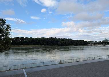 River Landscape with Bridge and Trees