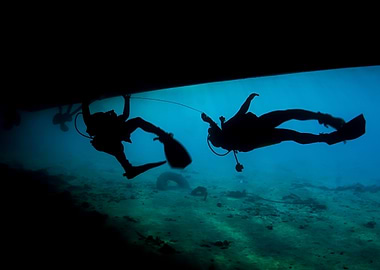 Underwater Scuba Divers Silhouette Navy Eilat Israel