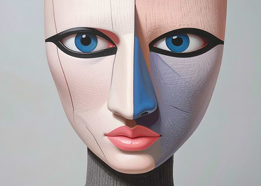 Abstract Portrait with Geometric Color Blocking