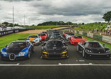 Exotic Cars on Racetrack
