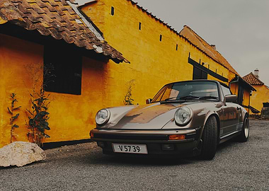 Classic Car by Yellow Building