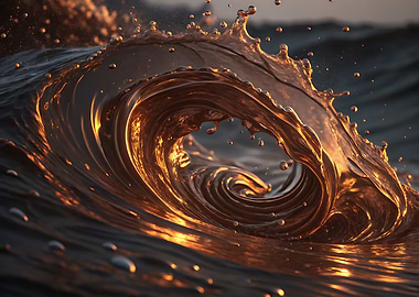 Real perfect Golden Wave in the sea