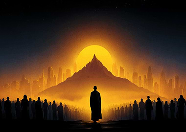 Silhouette of a Crowd at Sunset