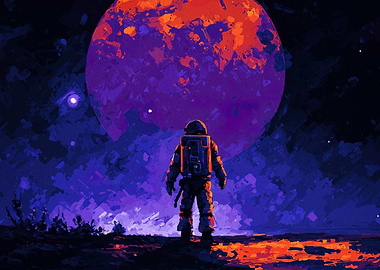 Astronaut and Planet Digital Painting