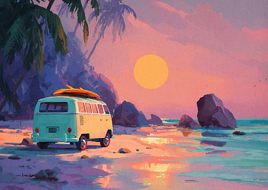 Beach Van Sunset