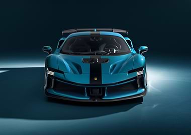 Teal Ferrari Front View