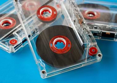 Cassette Tapes on Blue Background