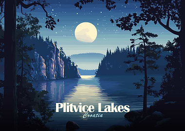 Plitvice Lakes Croatia Night Landscape