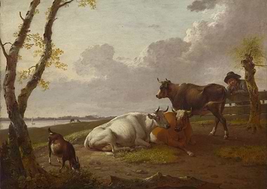 Cows in a Landscape Painting
