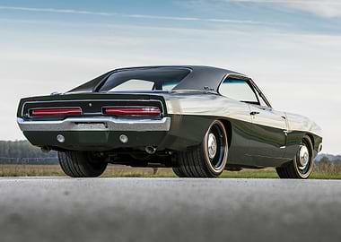 Classic Green Dodge Charger Rear View